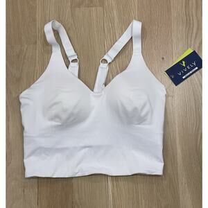 NWT Vively Women Medium Impact Fast Dry White Sports Bra Medium Recycled Fabric